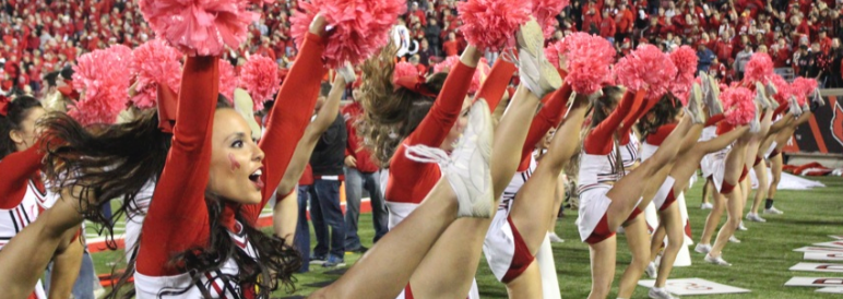 Louisville Football Cheerleaders Fitted Photo by Mike Lindsay