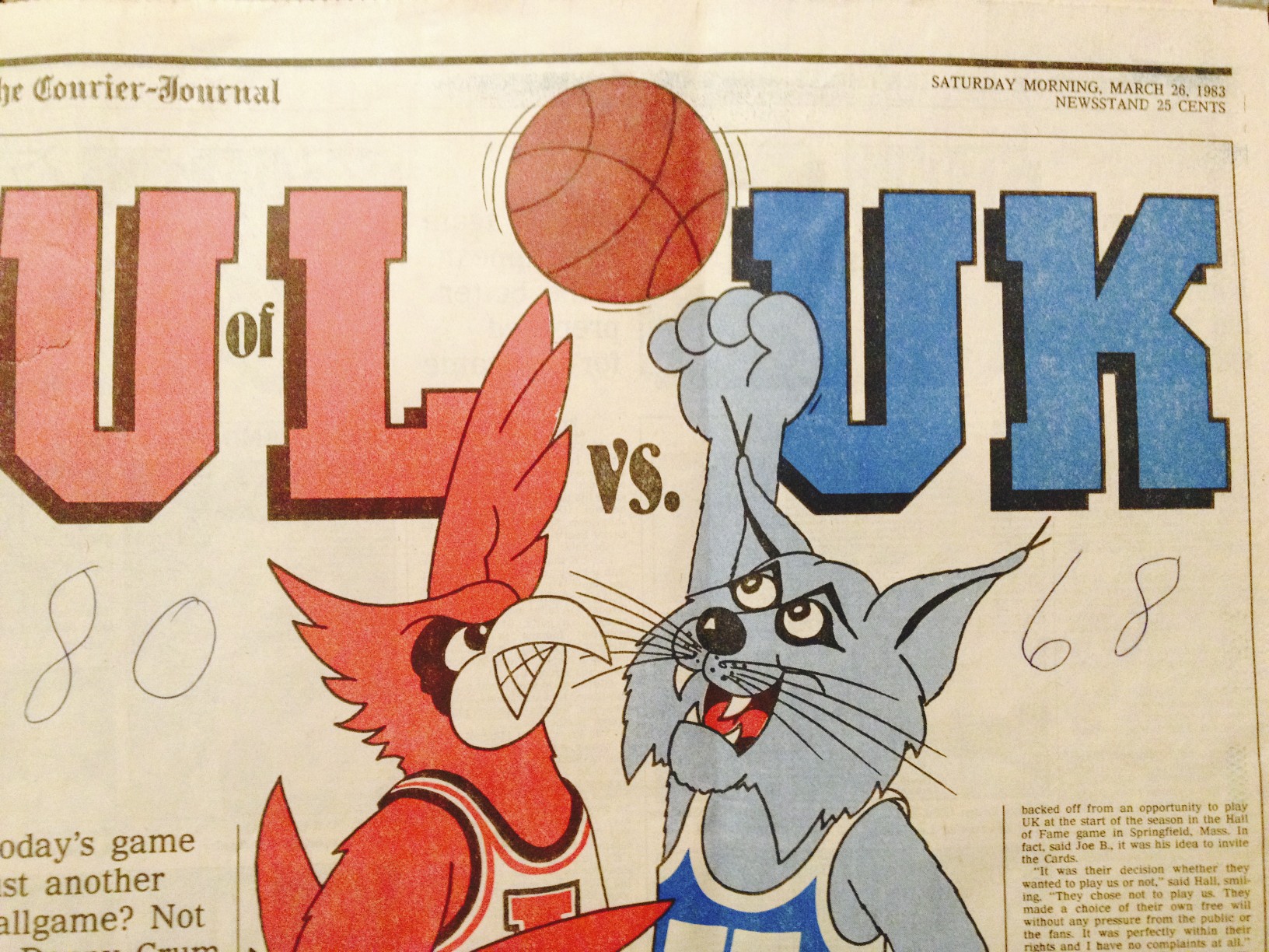 Louisville vs. Kentucky 1983 Dream Game, Courier-Journal