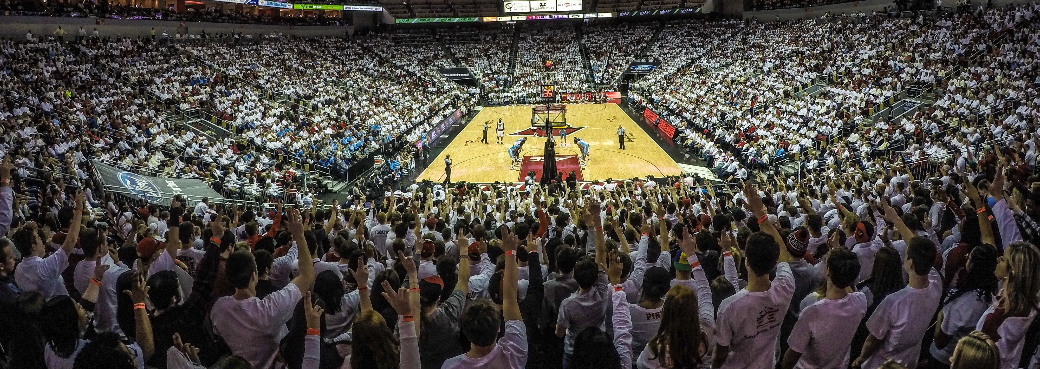 Student Section Ls White Out Louisville vs. North Carolina 1-31-2015 Photo by Seth Bloom Fitted