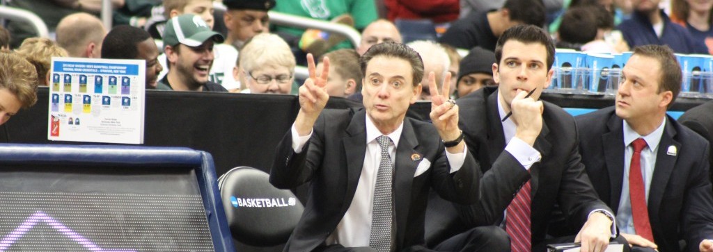 Rick Pitino 2015 Syracuse Regional NCAA Tournament. Photo by Mark Blankenbaker. Fitted