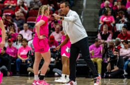Jeff Walz Louisville vs. North Carolina (Pink Game) 2-5-2023 Photo by William Caudill, TheCrunchZone.com