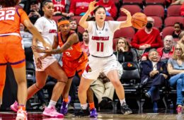 Norika Konno Louisville vs. Clemson 2-12-2023 Photo by William Caudill, TheCrunchZone.com