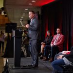 Scott Satterfield, Vince Tyra, Neeli Bendapudi Introductory Press Conference 12-4-2018 Photo by William Caudill, TheCrunchZone.com