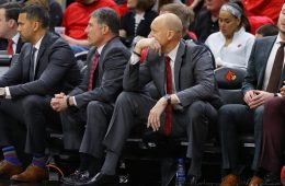 Chris Mack, Dino Guadio Louisville vs. Georgia Tech 1-22-2020 Photo by William Caudill, TheCrunchZone.com