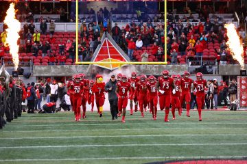 Run out, intro, Louie, Scott Satterfield, Entrance Louisville vs. Syracuse 11-23-2019 Photo by William Caudill, TheCrunchZone.com