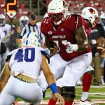 Mekhi Becton (Football) Louisville vs. Indiana State, 9-8-2018. Photo by William Caudill, TheCrunchZone.com