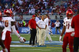 Bobby Petrino & Nick Saban Louisville vs. Alabama 51-14, 9-1-2018. Photo by William Caudill, TheCrunchZone.com