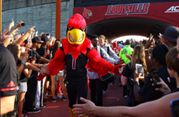 CardMarch Louie the Card, Louisville vs. Clemson 9-16-2017 Photo by William Caudill, TheCrunchZone.com