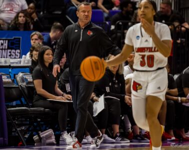 Jeff Walz Louisville vs. Middle Tennessee NCAA 1st Round 3-22-2024 Baton Rouge, LA Photo by William Caudill