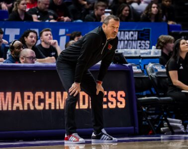 Jeff Walz Louisville vs. Middle Tennessee NCAA 1st Round 3-22-2024 Baton Rouge, LA Photo by William Caudill