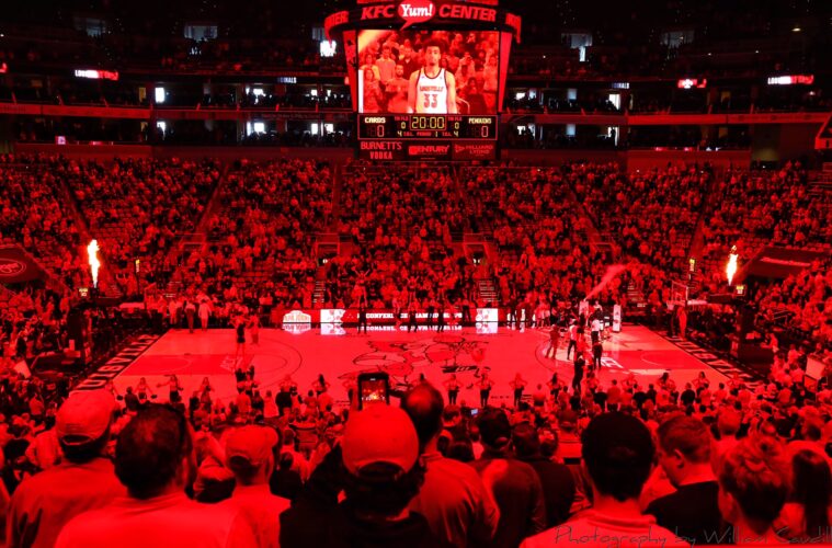 Introduction, Intro, Red, KFC Yum! Center Louisville vs. Youngstown State 11-10-2019 Photo by Mark Blankenbaker, TheCrunchZone.com