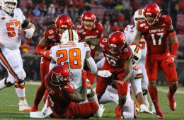 CJ Avery, Marlon Character, Rodjay Burns, Dorian Etheridge Louisville vs. Syracuse 11-23-2019 Photo by William Caudill, TheCrunchZone.com
