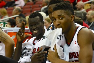 Deng Adel, Donovan Mitchell Louisville vs. Southern Illinois 12-7-2016 Photo by William Caudill TheCrunchZone.com