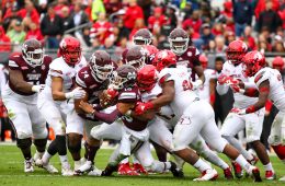 Defense, Trevon Young, Henry Famurewa Louisville vs. Mississippi State Gator Bowl 12-29-2017 Photo by William Caudill, TheCrunchZone.com