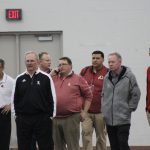 Chris Klenakis, Mike Summers, Andy Wagner, Bobby Petrino Louisville Football Pro Day 3-30-2017 Photo by Mark Blankenbaker, TheCrunchZone.com