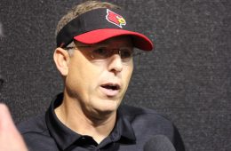 Scott Satterfield Louisville vs. Wake Forest 10-12-2019 TheCrunchZone.com, Photo by Drew Poynter