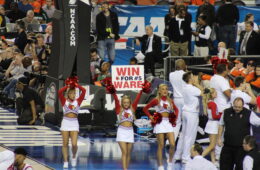 Louisville Cheerleaders with Win for Ware sign Final Four Louisville vs. Wichita State Georgia Dome, Atlanta, GA 4-6-2013 . 2013 NCAA Tournament Photo by Mark Blankenbaker