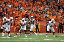 Lamar Jackson, Tobijah Hughley, Khalil Hunter, James Quick Louisville vs. Syracuse 9-9-2016 Photo by Mark Blankenbaker