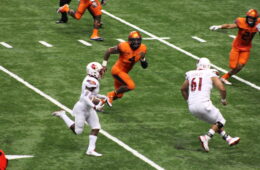 Traveon Samuel, Tobijah Hughley Louisville vs. Syracuse 9-9-2016 Photo by Mark Blankenbaker