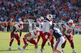Lamar Jackson, Jeremy Smith, Cole Hikutini, Lukayus McNeil, Kiola Mahoni Louisville vs. Virginia 10-29-2016 Photo by Mark Blankenbaker TheCrunchZone.com