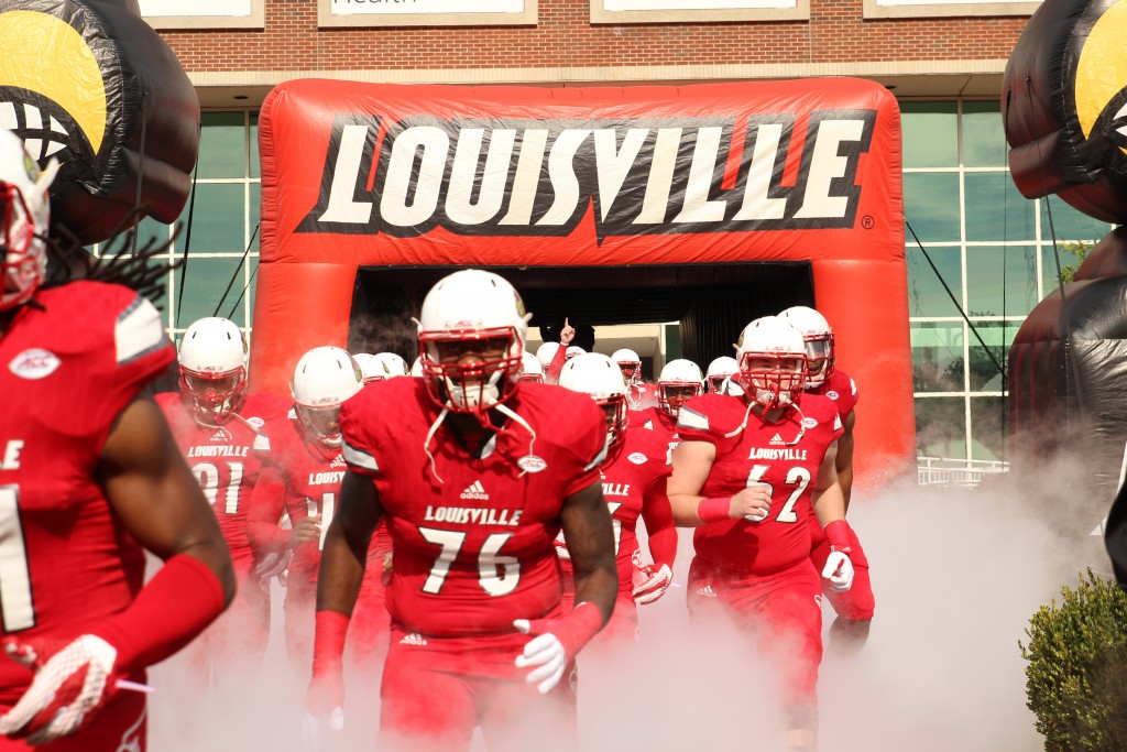 Kelby Johnson, T.C. Klusman Entrance Louisville vs. Syracuse 11-7-2015 Photo by William Caudill