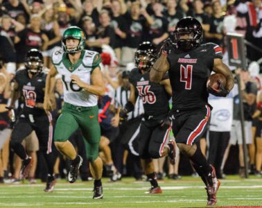 Corvin Lamb Kickoff Return for Touchdown Louisville vs. Miami 9-1-2014 Photo by Adam Creech