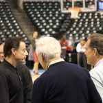 Rick Pitino, Jim Nantz, Bill Raftery Louisville Basketball Open Practice NCAA 1st Round 3-16-2017 Photo by Mark Blankenbaker