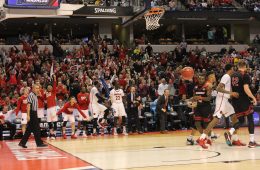 Bench Celebration Louisville vs. Michigan Banker's Life Field House Indianapolis NCAA 1st Round 3-19-2017 Photo by Mark Blankenbaker