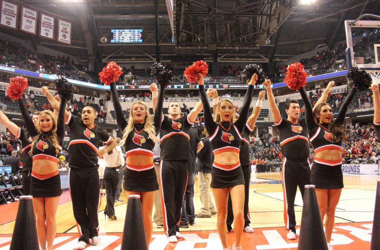 Cheerleaders Louisville vs. Jacksonville State Banker's Life Field House Indianapolis NCAA 1st Round 3-16-2017 Photo by Mark Blankenbaker