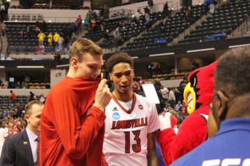 Matz Stockman, Ray Spalding Louisville vs. Jacksonville State Banker's Life Field House Indianapolis NCAA 1st Round 3-16-2017 Photo by Mark Blankenbaker