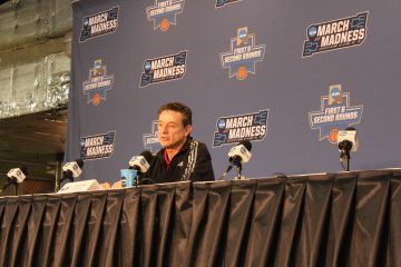 Rick Pitino Pre-Game Interviews Louisville vs. Michigan Banker's Life Field House Indianapolis NCAA 1st Round 3-18-2017 Photo by Mark Blankenbaker