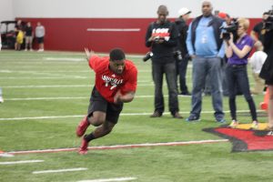 James Quick Louisville Football Pro Day 3-30-2017 Photo by Mark Blankenbaker, TheCrunchZone.com
