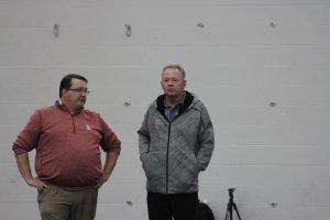 Andy Wagner, Bobby Petrino Louisville Football Pro Day 3-30-2017 Photo by Mark Blankenbaker, TheCrunchZone.com