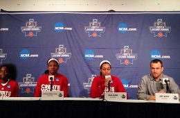 Jeff Walz, Jazmine Jones, Myisha Hines-Allen, Asias Durr Women's Basketball Louisville vs. Chattanooga NCAA 1st Round 3-18-2017 Photo by Daryl Foust