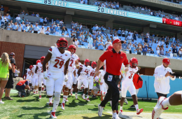 Malik Williams, Bobby Petrino Louisville Football vs. North Carolina 9-9-2017 Photo by Cindy Rice Shelton, TheCrunchZone.com