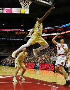Jordan Nwora Louisville vs. Georgia Tech 2-8-2018 Photo by Cindy Rice Shelton, TheCrunchZone.com