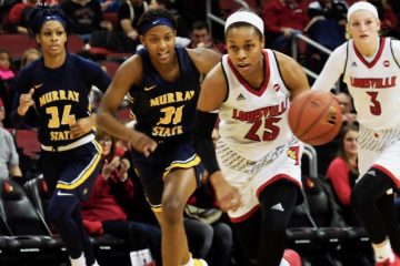 Asia Durr & Sam Fuehring Louisville Women's Basketball vs. Murray State 11-24-2017 Photo by Cindy Rice Shelton