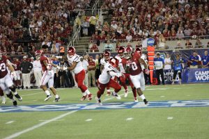 Josh Jacobs Louisville vs. Alabama 51-14, 9-1-2018. Photo by Ashley Satterfield, TheCrunchZone.com