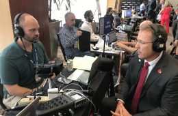 Mark Ennis, Scott Satterfield ACC Kickoff 7-17-2019 Photo by Mark Blankenbaker TheCrunchZone.com