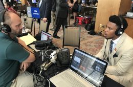 Mark Ennis, Dorian Etheridge ACC Kickoff 7-17-2019 Photo by Mark Blankenbaker TheCrunchZone.com