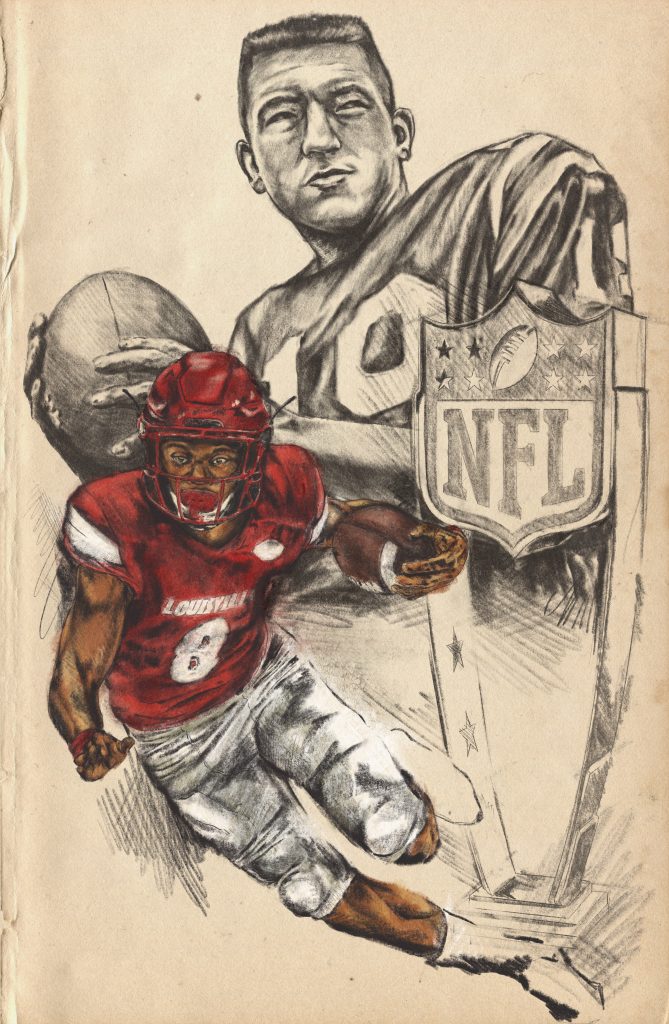 Lamar Jackson Louisville Cardinals Football Illustrated Art Print Poster