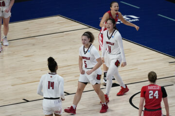 SAN ANTONIO, TX - MARCH 22: LOUISVILLE VS MARIST during the Division I Women’s Basketball Tournament held at Alamodome on March 22, 2021 in San Antonio, TX. (Photo by Scott Wachter/NCAA Photos)
