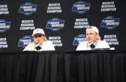 Jeff Walz, Hailey Van Lith Louisville vs. Michigan NCAA Tournament Elite 8 3-28-2022 Photo by Mark Blankenbaker